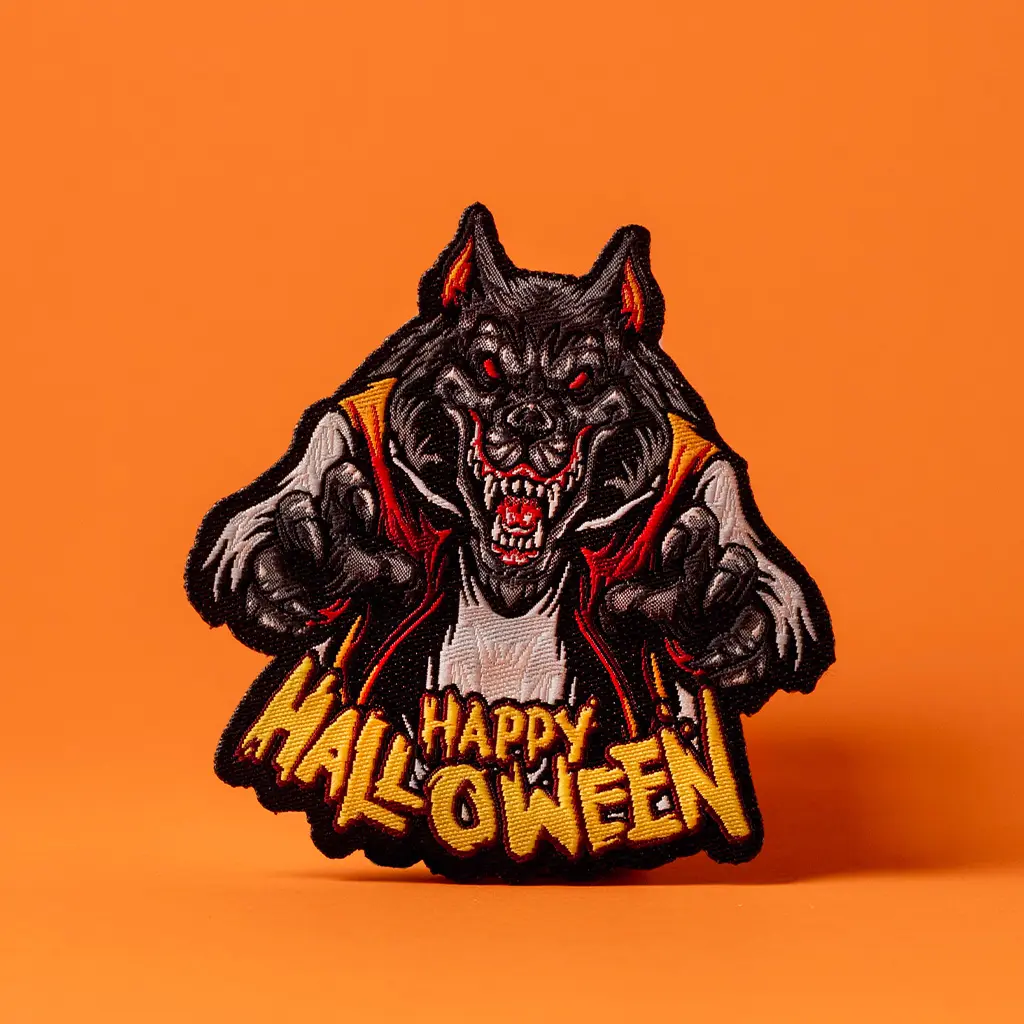 Custom Clothing Labels 64 Halloween wolf embroidered patch