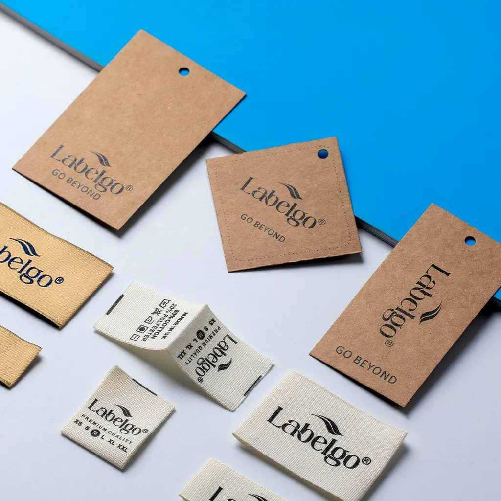Custom Clothing Labels 13 Kraft labels and woven tags set