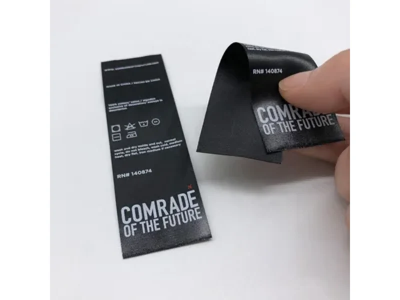 Care Labels shown as a textile label manufacturing example with woven textile label example