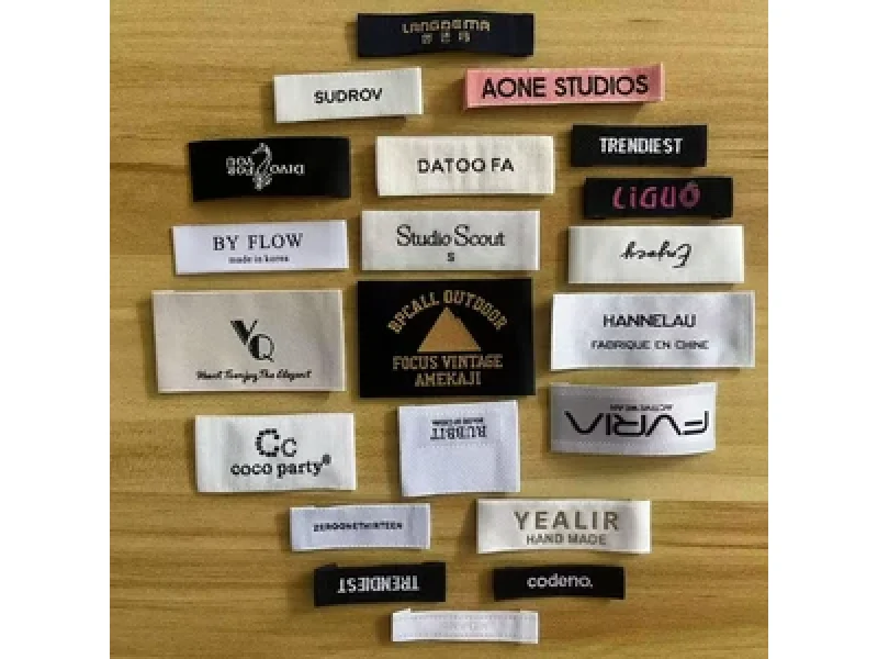 Custom Clothing Labels shown as a textile label manufacturing example with hang tag size label and patch label application
