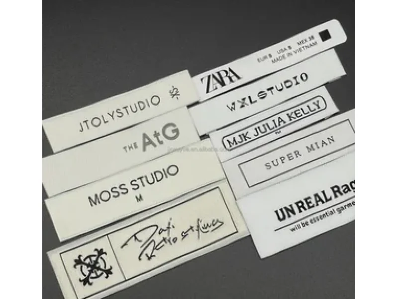 Custom Clothing Labels shown as a textile label manufacturing example with printed fabric label and care label