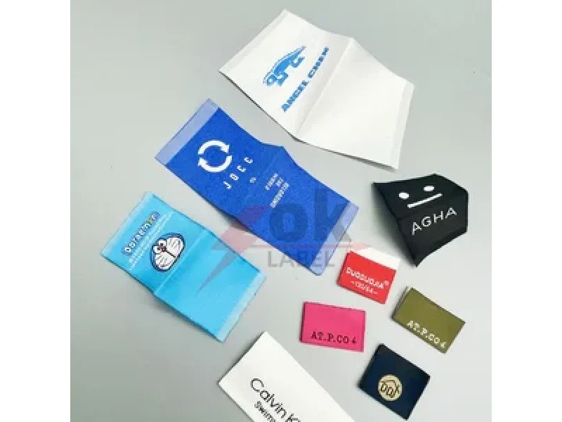 Patch Labels shown as a textile label manufacturing example with woven textile label example