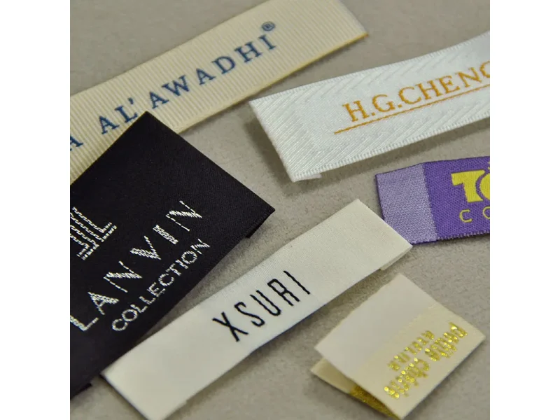 Printed Fabric Labels shown as a textile label manufacturing example with woven textile label example