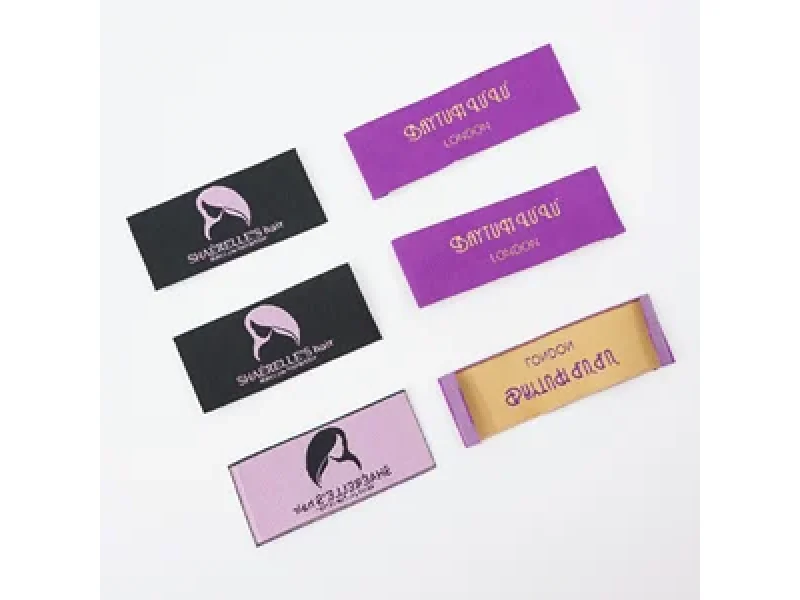 Woven Labels shown as a textile label manufacturing example with woven textile label example