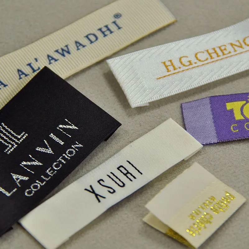 Custom Brand Labels shown as a textile label manufacturing example with printed fabric label and care label