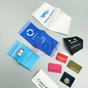 Custom Textile Labels shown as a textile label manufacturing example with printed fabric label and care label