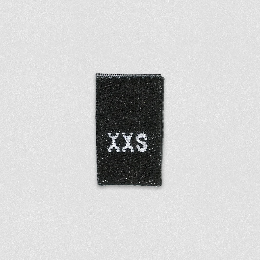 Custom Clothing Labels 10 Black woven apparel size label size XXS