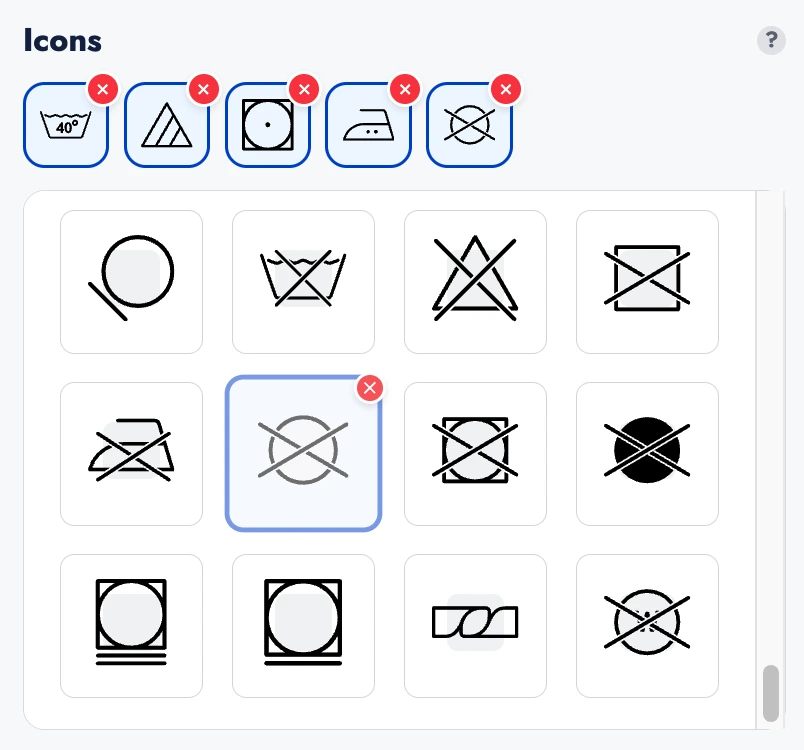Add Wash Care Icons
