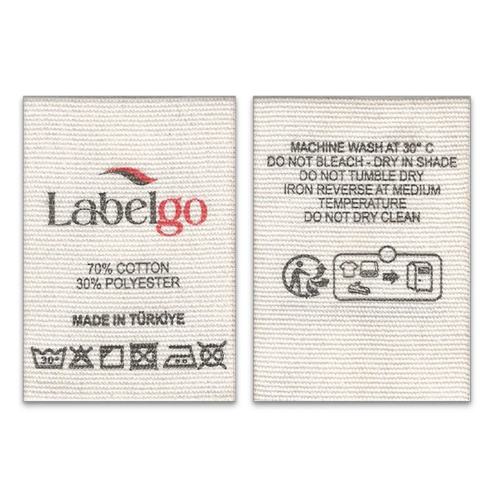Custom Printed Cotton Canvas Care Label manufactured by LabelGo
