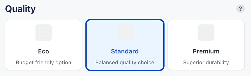 Choose Material or Quality - Weave Quality