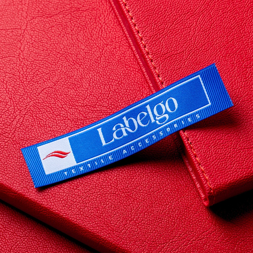 Personalized Garment Tags shown as a textile label manufacturing example with woven textile label example