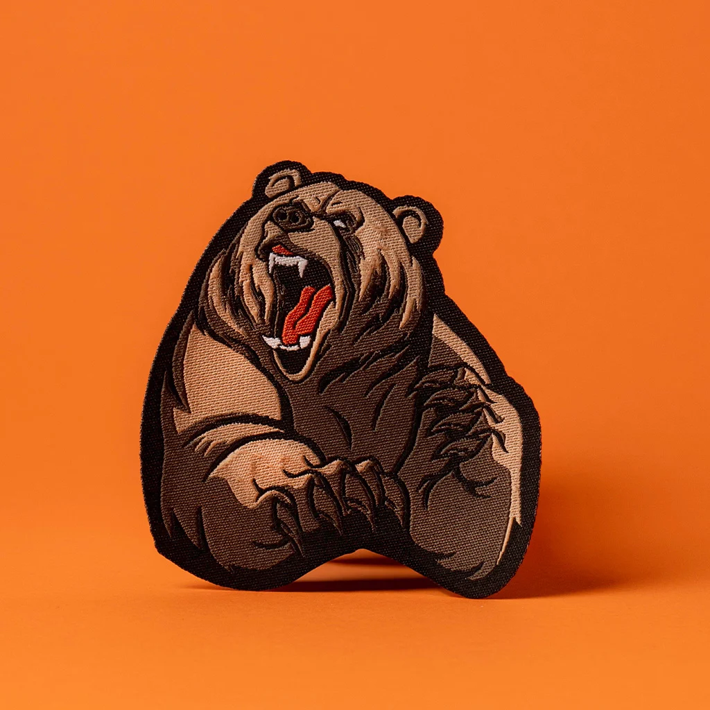 Roaring Grizzly Bear Embroidered Patch manufactured by LabelGo