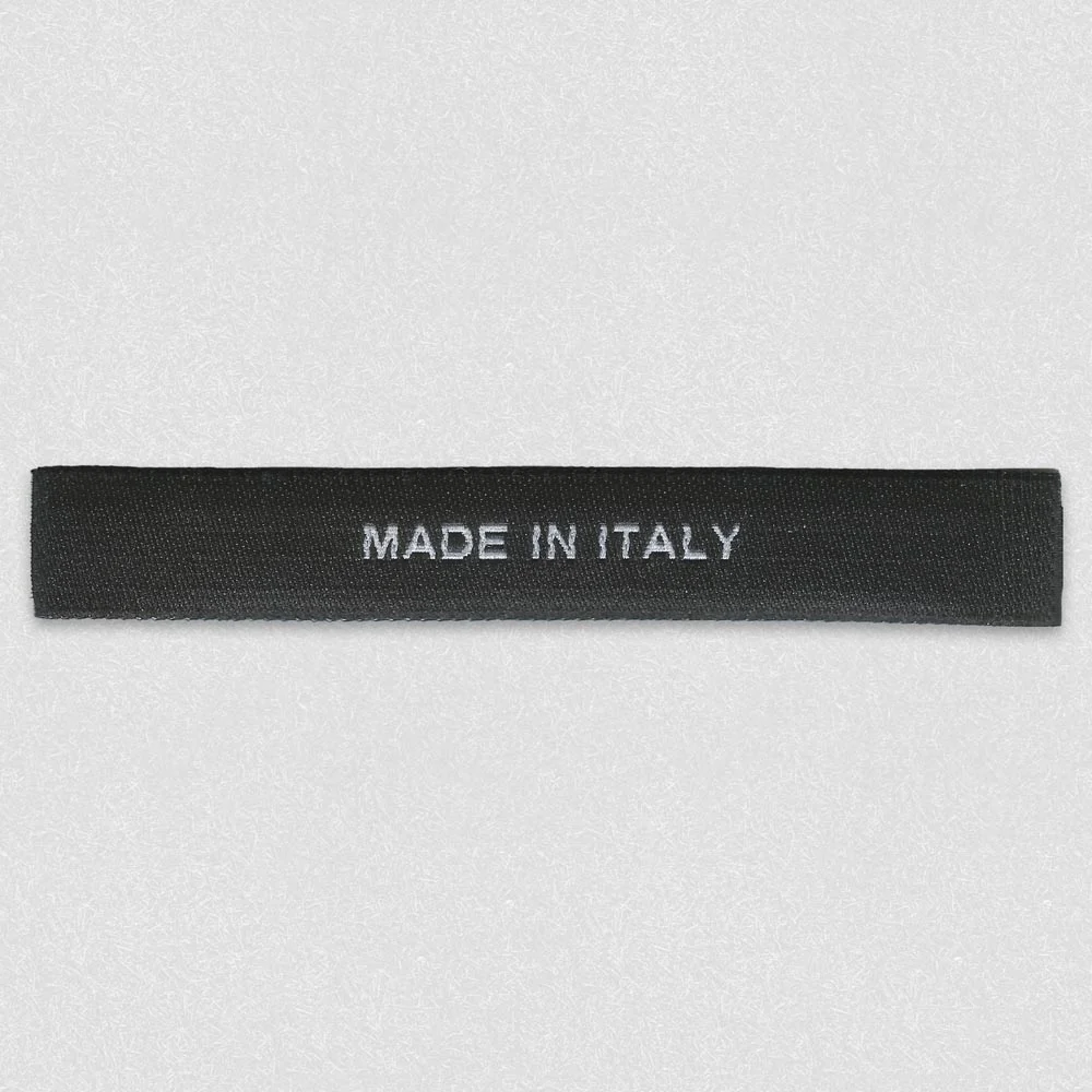 Straight Cut Black Made in Italy Woven Label manufactured by LabelGo