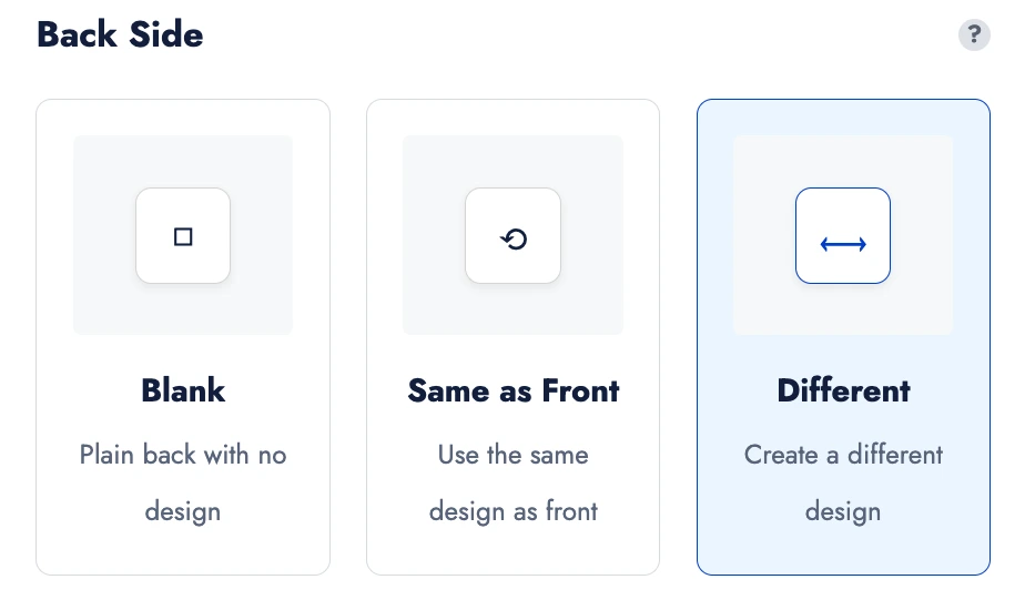 Select Back Side Option